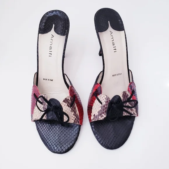 Vintage Amalfi Snakeprint Leather Slip-on Heels - Picture 3 of 14